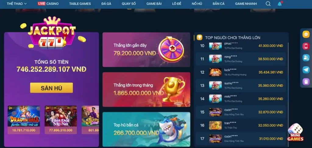Các loại trò chơi đa dạng trên ứng dụng VN58VIP